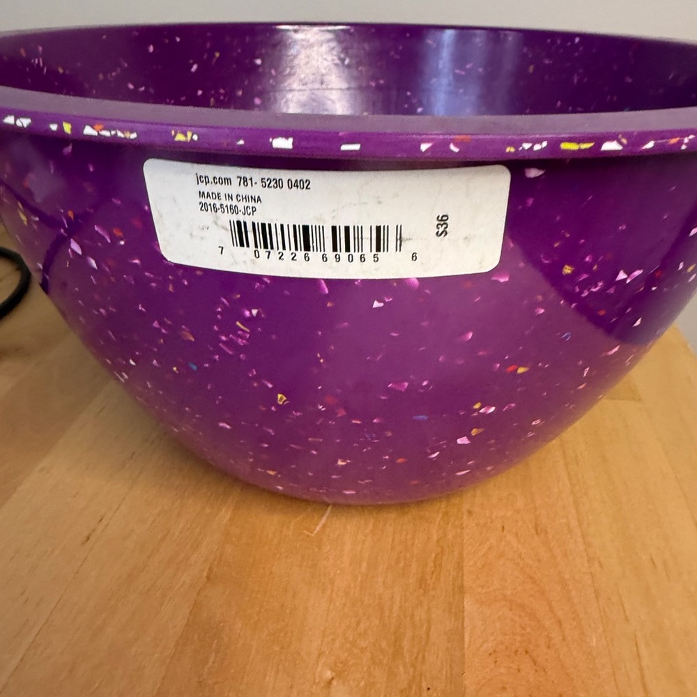 Zak ! Designs bowl purple confetti Large Size 12.5” - Picture 5 of 16